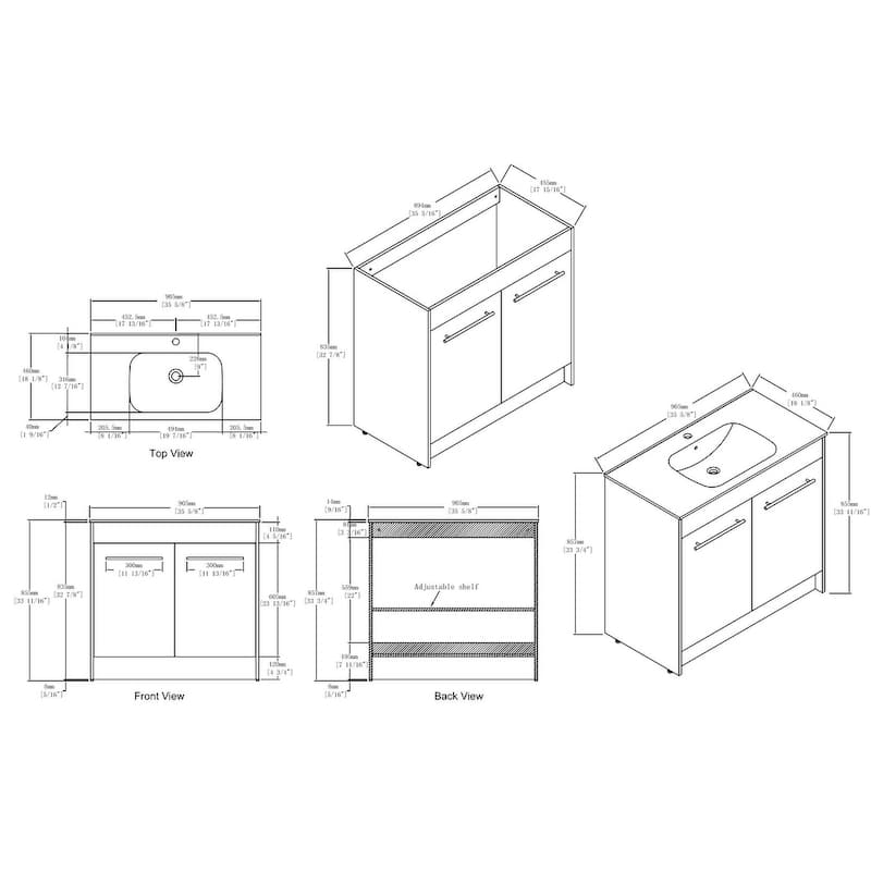 Malwee 24"/30"/36"/48" Floating Bathroom Vanity, Modern Wall Mounted